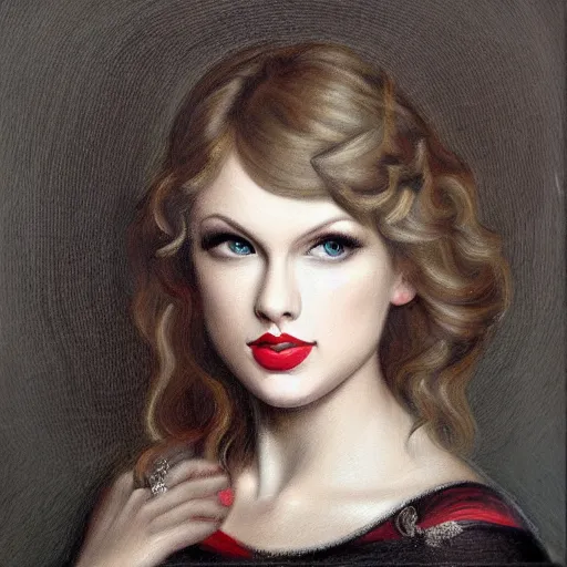 Prompt: baroque style painting of taylor swift, portrait, symmetrical features, perfect,