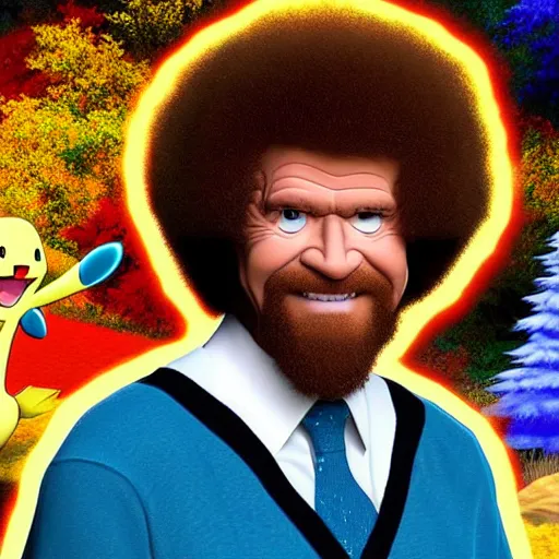 Image similar to bob ross as a pokemon 8 k hyperdetailed photorealism hdr