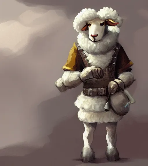 Image similar to george s patton as a sheep, fantasy concept art, trending on furaffinity