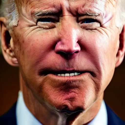 Prompt: Joe Biden, closeup, high contast, photograph