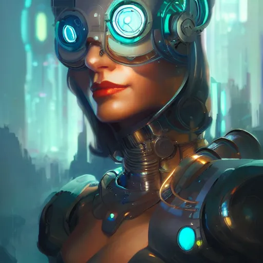 Prompt: a portrait of a beautiful cybernetic amazonian woman, cyberpunk concept art by pete mohrbacher and wlop and artgerm and josan gonzales, digital art, highly detailed, intricate, sci-fi, sharp focus, Trending on Artstation HQ, deviantart, unreal engine 5, 4K UHD image