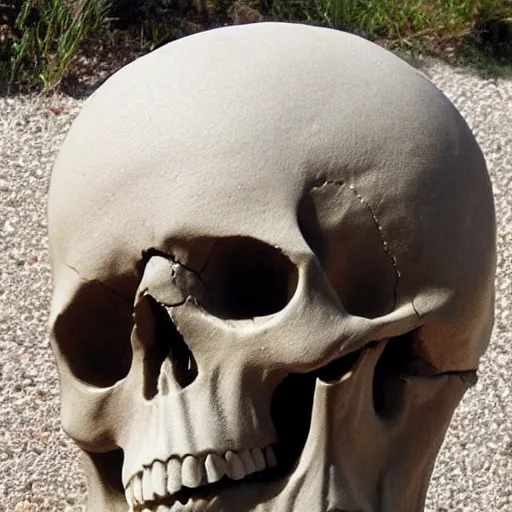 Prompt: a rock sculpture of a skull hyper detailed