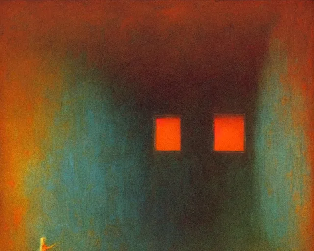 Image similar to by francis bacon, beksinski, mystical redscale photography evocative. the color out of space