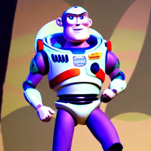 Image similar to buzz lightyear performing on his yeezus tour