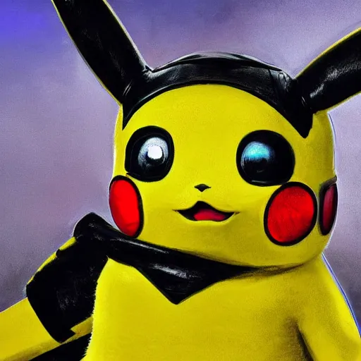 Image similar to close up of pikachu wearing gimp suit, cinematographic shot, by daniel f. gerhartz