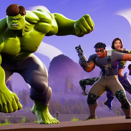 Image similar to hulk in fortnite, 4 k, high detail, high - resolution photograph, professional photography, ultra - detail