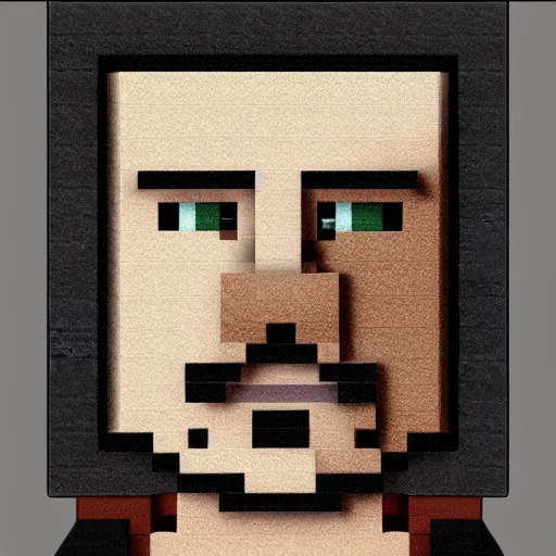 Prompt: Minecraft steve joe rogan block head portrait up close