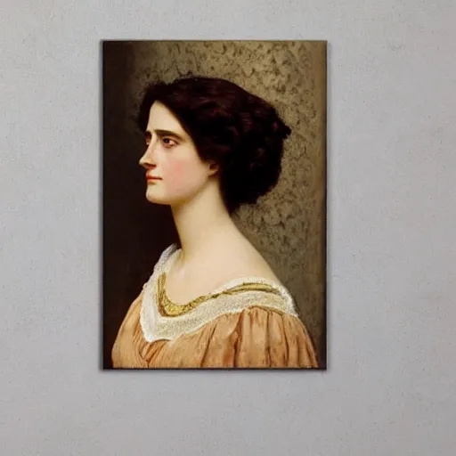 Prompt: portrait en buste of eva green in an edwardian dress by frederic william burton and frederic leighton, abundantly detailed, perfectly detailed eyes