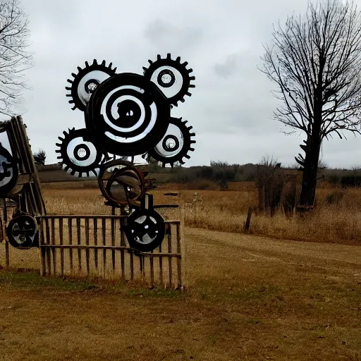 Image similar to Lovecraftian machinations roaming the countryside