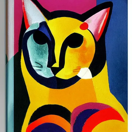 Prompt: a portrait of cute cat by sonia delaunay