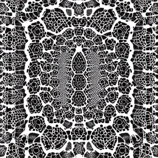 Image similar to trypophobia. detailed. intricate. fractal. visceral. bloody W-1024 H-1024