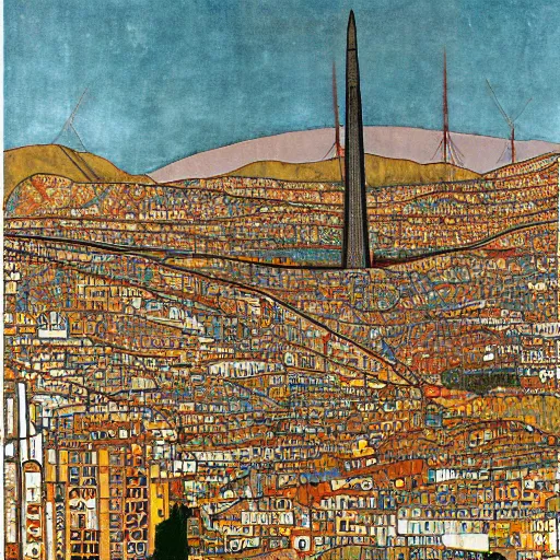 Prompt: scientific illustration of san francisco, egon schiele portrait style