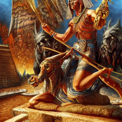 Image similar to epic masterpiece excruciating death of Egyptian sun god Ken Kelly, photorealistic, cinematic, fantastic reality, detailed, intricate dramatic lighting, establishing shot, 8k resolution – W 1024