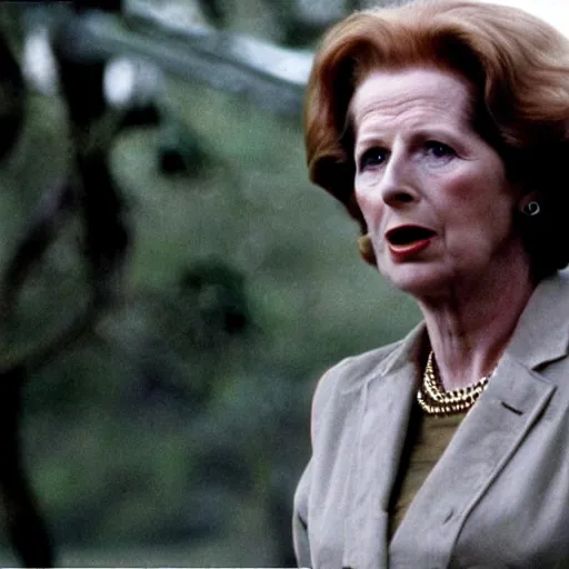 Prompt: A movie still of Margaret Thatcher as Rambo in Rambo First Blood (1982)