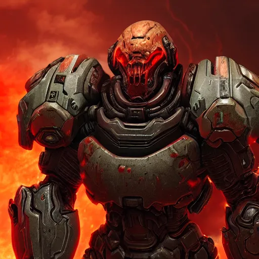 Image similar to doom slayer from doom eternal, photography