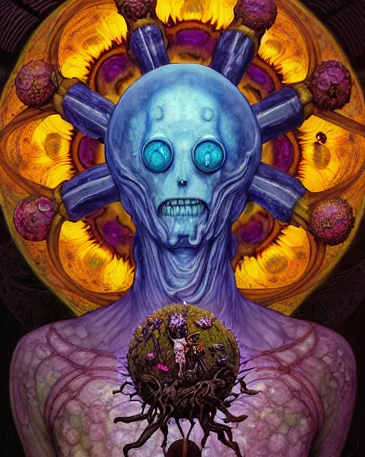 Image similar to the platonic ideal of flowers, rotting, insects and praying of cletus kasady carnage thanos dementor wild hunt doctor manhattan chtulu mandelbulb mandala ponyo spirited away bioshock davinci, d & d, fantasy, ego death, decay, dmt, psilocybin, art by artgerm and greg rutkowski and alphonse mucha