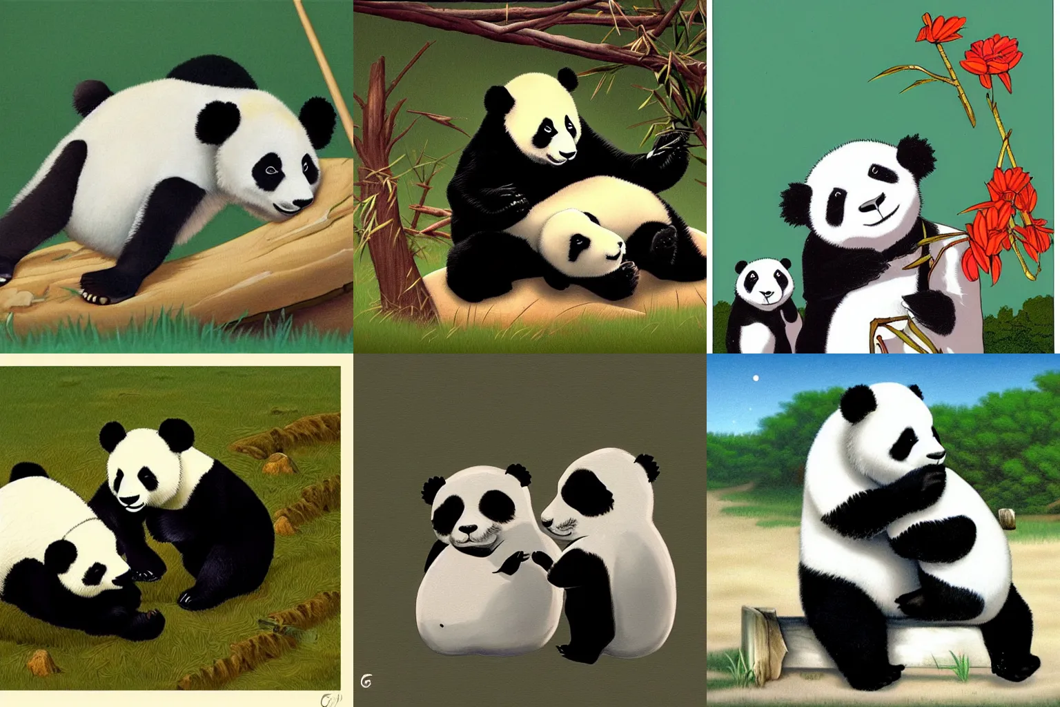 Prompt: Award winning image titled panda by Gary Larson cartoon trending on artstation