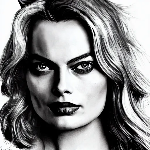 Image similar to Margot Robbie as Batwoman, realistic, portrait, detailed