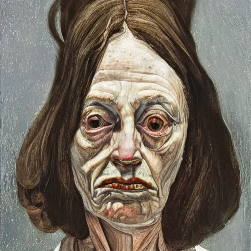 Prompt: high quality high detail painting by lucian freud, hd, portrait of dark woman witch