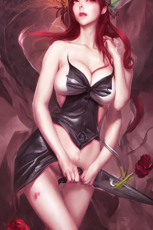 Image similar to Succubus in apron portrait, by artgerm, WLOP and Ross Tran