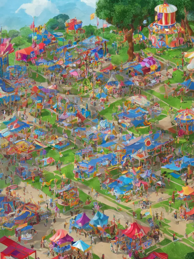 Image similar to summer fair by disney concept artists, blunt borders, rule of thirds