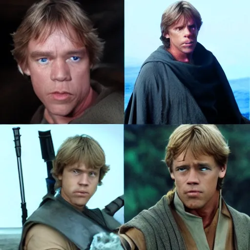 Image similar to luke skywalker but played by arnold schwarzenegger