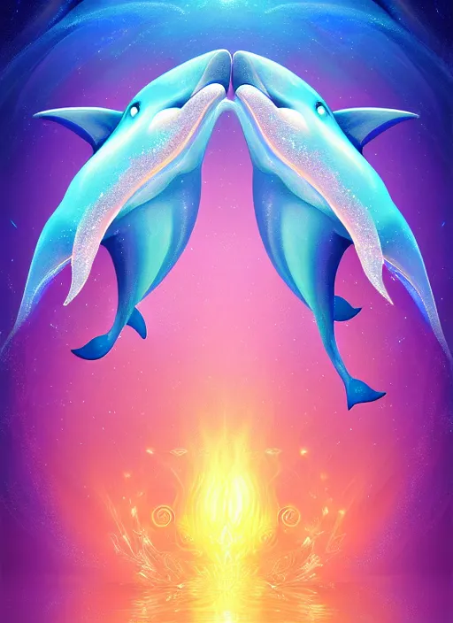 Image similar to symmetry!! product render poster vivid colors divine proportion dolphin, ice and snow, glowing fog intricate, elegant, highly detailed, digital painting, artstation, concept art, smooth, sharp focus, illustration,