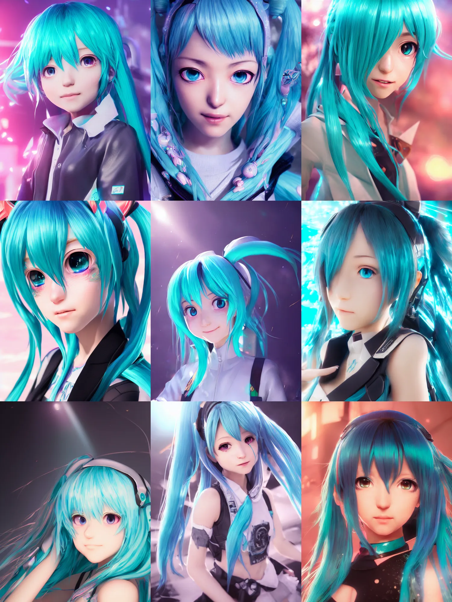 Prompt: portrait art of Hatsune Miku 8k ultra realistic , lens flare, atmosphere, glow, detailed,intricate, full of colour, cinematic lighting, trending on artstation, 4k, hyperrealistic, focused, extreme details,unreal engine 5, cinematic, masterpiece