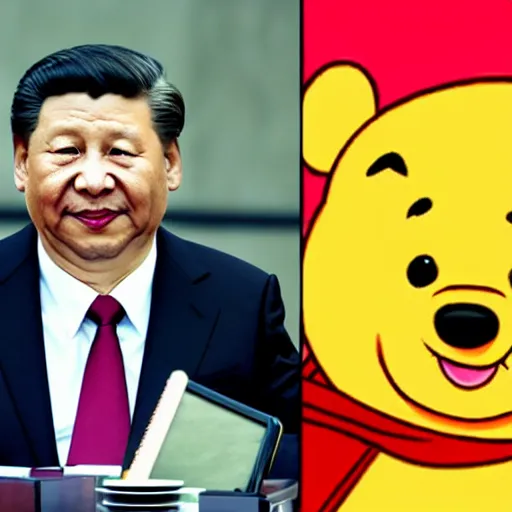 Image similar to The face of Xi Jinping drawn like the face of Winnie the Pooh, cartoon