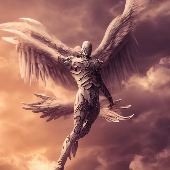 Image similar to cinematic full body shot of a male angel flying over hell, that's a beautiful stunning white armor, elegant pose, flying, detailed arms, detailed white armor, two arms, two legs, detailed fanart, macro art, realistic digital art, DeviantArt, artstation, 3D realistic, 8k HD, octane render