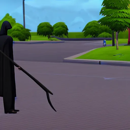 Image similar to the grim reaper in the sims