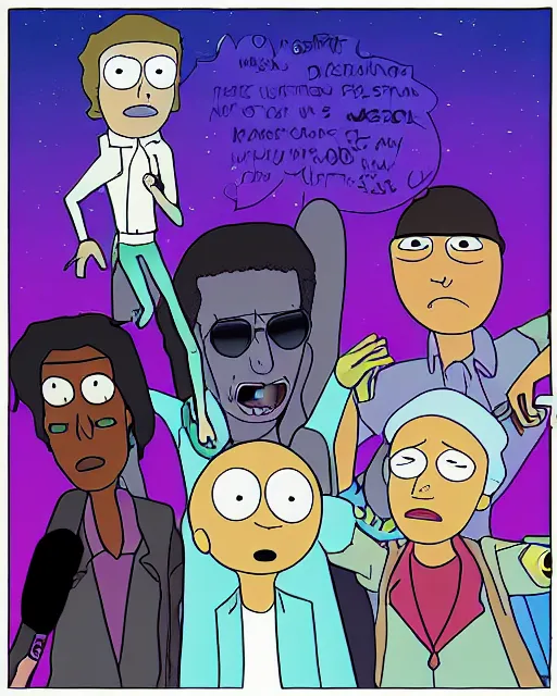 Image similar to michael jackson in the style of justin roiland. cinematic lighting. style of rick & morty. photographic, photography. by justin roiland