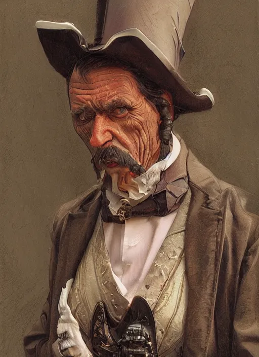 Image similar to close up crook victorian character, by sabbas apterus, by donato giancola