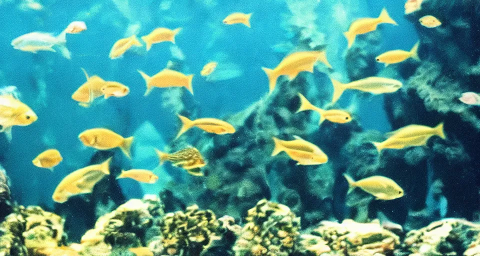 Image similar to vhs footage of fish swimming in an aquarium