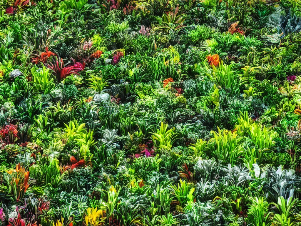 Image similar to professional digital art of a jungle of plastic plants, high quality, hd, 4 k, 8 k,