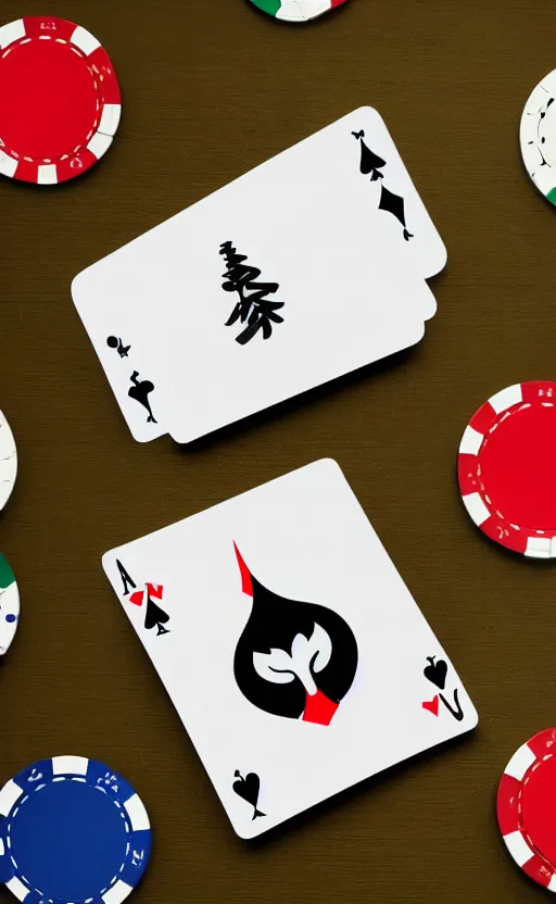 Prompt: poker card style, simple, modern look, solid colors, japanese crane bird in center, pines symbol in the corners, vivid contrasts, for junior, logo design