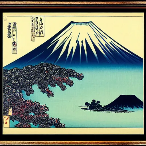 Prompt: Mt. Fuji, by Hokusai