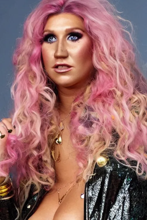 Image similar to Kesha selling plumbuses out of the back of her gold Trans Am