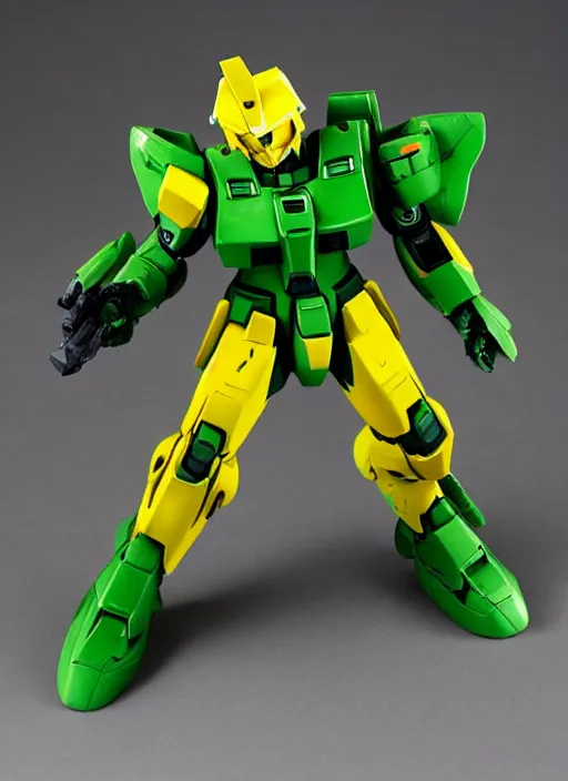 Image similar to master chief gundam, green armor, yellow visor