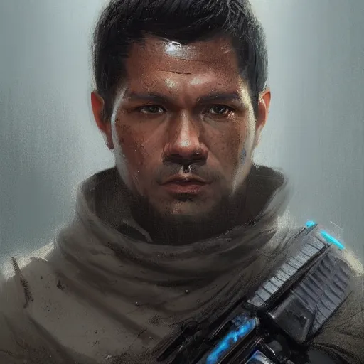 Image similar to portrait of a man by greg rutkowski, arlen fett, samoan features, short black hair, strong and tall, star wars expanded universe, he is about 3 0 years old, wearing tactical gear, digital painting, artstation, concept art, smooth, sharp foccus ilustration, artstation hq