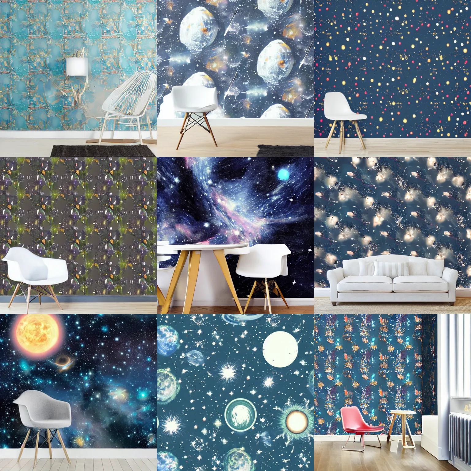 Prompt: Wallpaper decorated as the universe