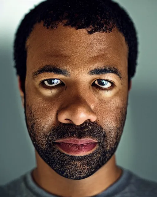 Prompt: A portrait of Jordan Peele, highly detailed, trending on artstation, bokeh, 90mm, f/1.4