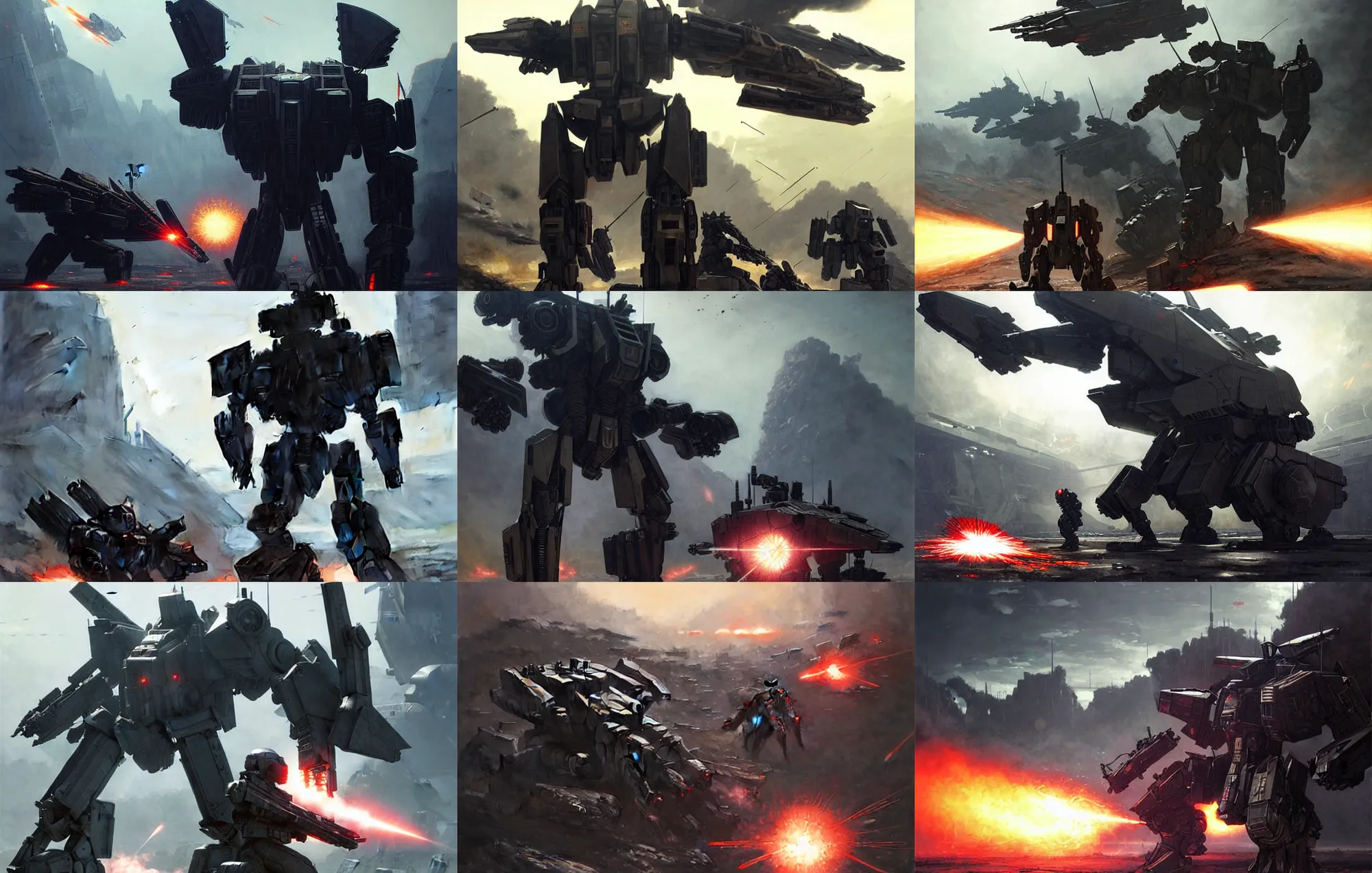 Prompt: an armored core v on the ground, booster flares, legs, laser rifles, karst landscape, art by greg rutkowski