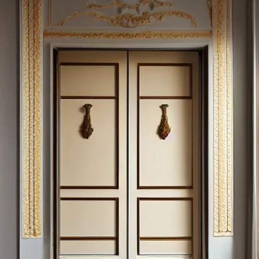 Prompt: Cream-colored plaster doors by Giorgio de Chirico