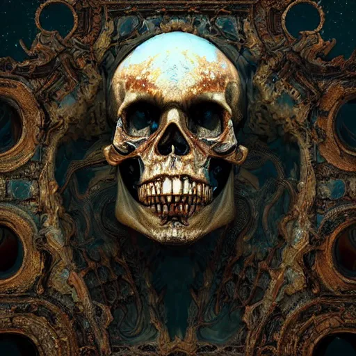 Image similar to portrait_of_a_melting_skull._intricate_abstract._intricate_artwork._by_Tooth_Wu_wlop_beeple_dan_mumford._octane_render_trending_on_artstat