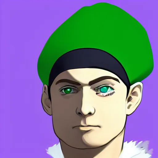 Image similar to countryballs russian empire with a green cap on his head digital art, 8 k, character, realism, anime, portrait