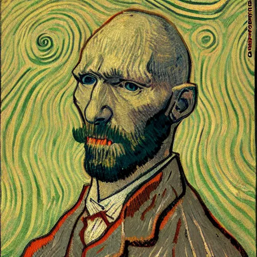 Image similar to handsome squidward portrait, van gogh, strong chad