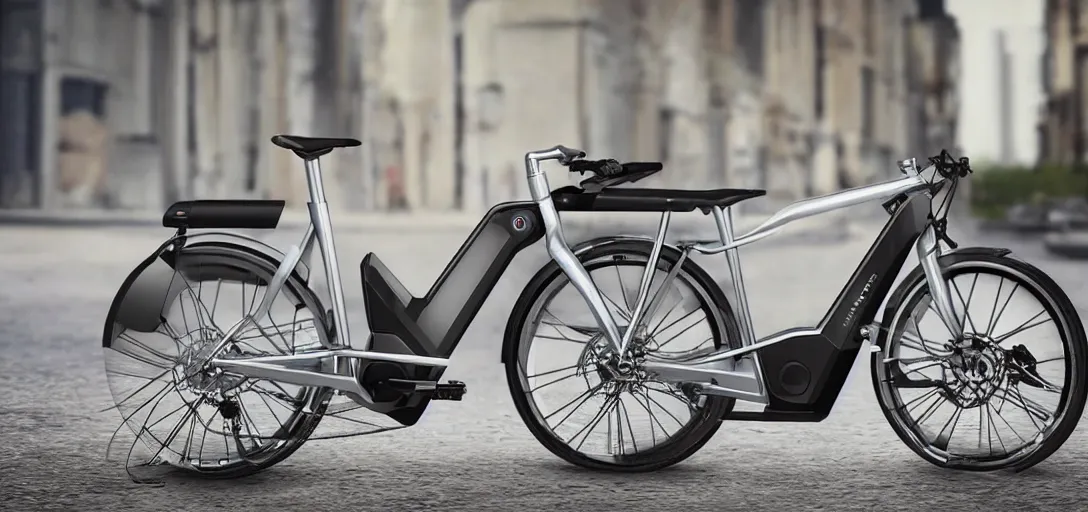 Image similar to a futuristic e - bike with retro styling, realism