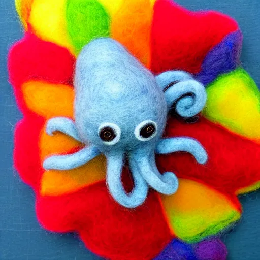Image similar to a needle felted octopus, needle felting art.
