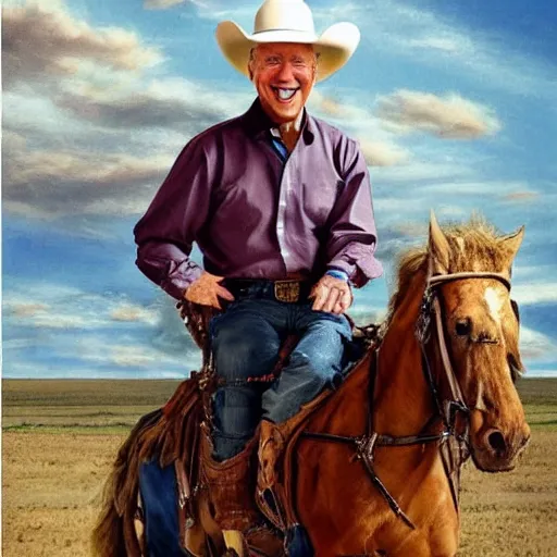 Prompt: joe biden as a western cowboy, photo realistic